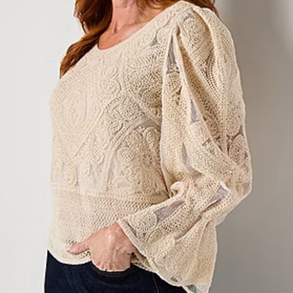 NWT Ultra Pink Womens Round Neck Long Sleeve Blouse size XL - Picture 5 of 12